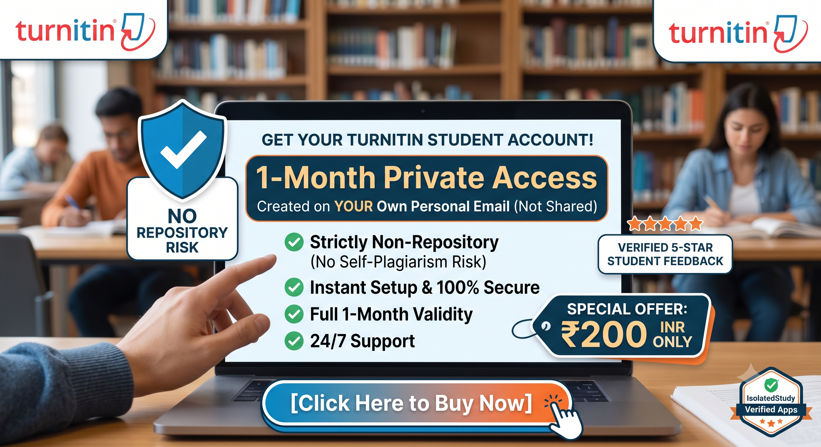Turnitin 1-Month Student Account (₹200)